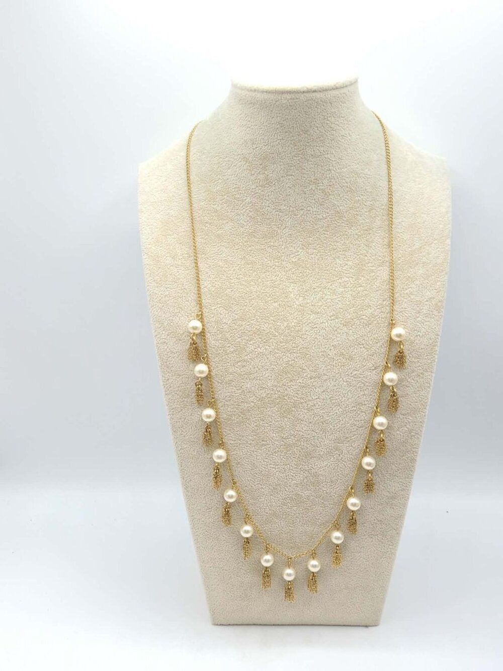 J Crew Gold Tone Tassel and Pearl Necklace - Picture 8 of 9
